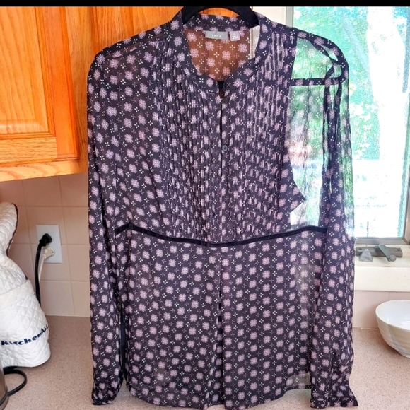 Vintage Sheer Blouse with Cami Pretty Floral Pattern Long Sleeves - Picture 10 of 11